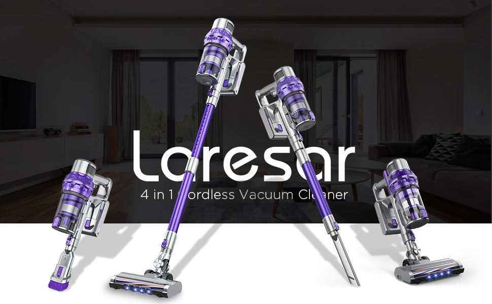 Laresar cordless stick vacuum cleaner for hard floor carpet pet hair Rechargeable lightweight